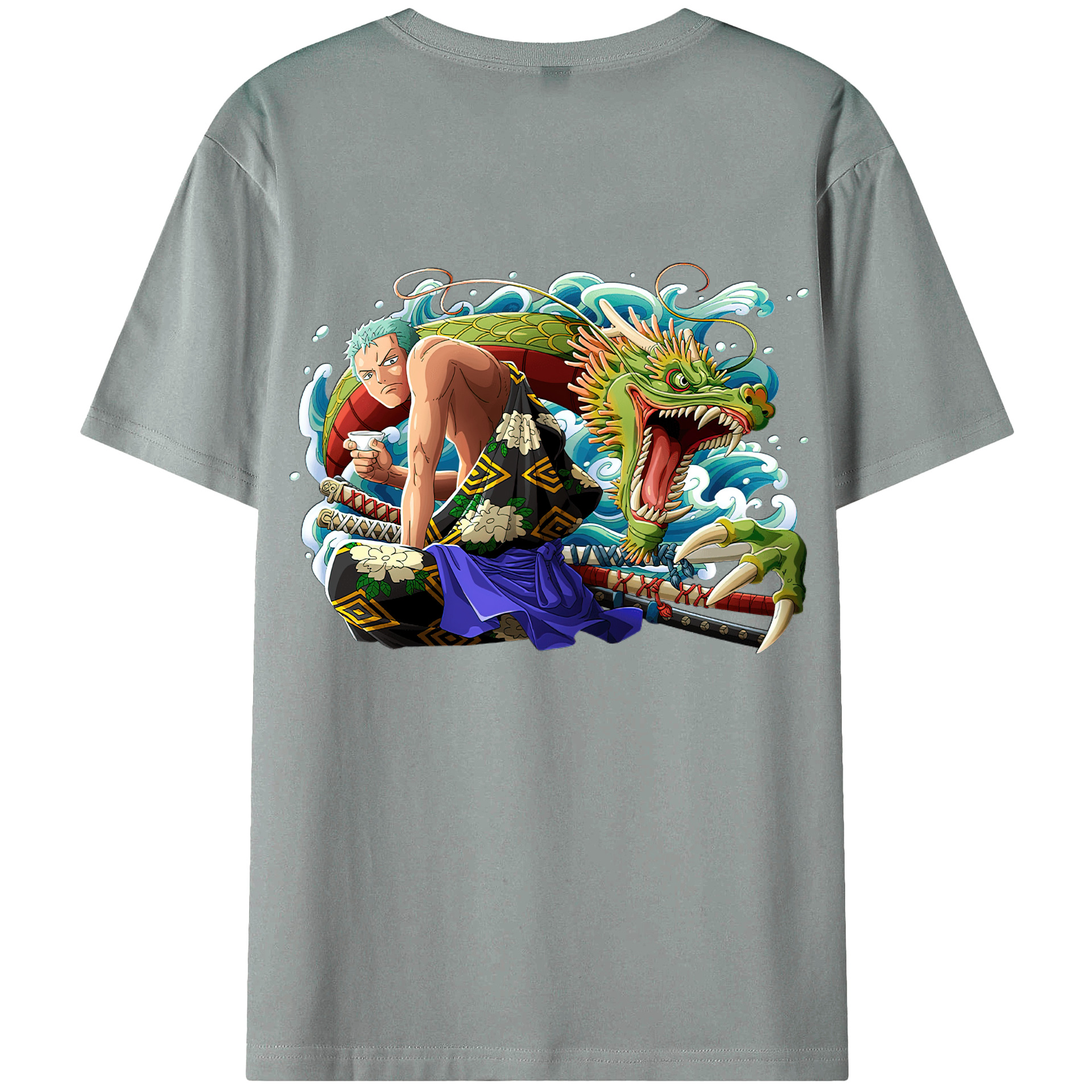 ワンピース ロロノア・ゾロ ONE PIECE Roronoa Zoro 綿100％ メンズ半袖Tシャツ（バックプリント） 通気性